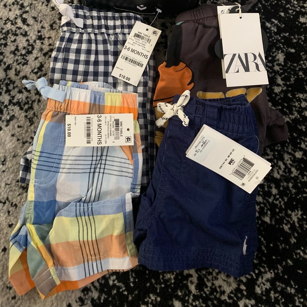 4 pair of toddler boy shorts Size 3-6 months (Zara,Ralph Lauren, and from Macys)